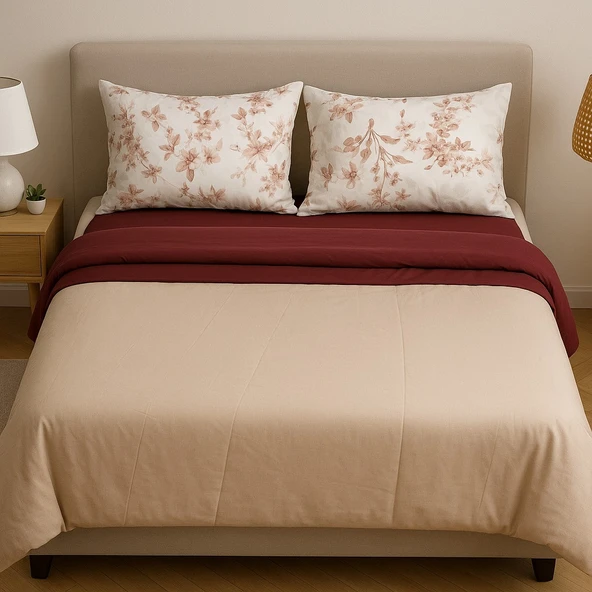 English Home Basic Plain King Size Çift Kişilik %100 Pamuk Nevresim Seti - 3