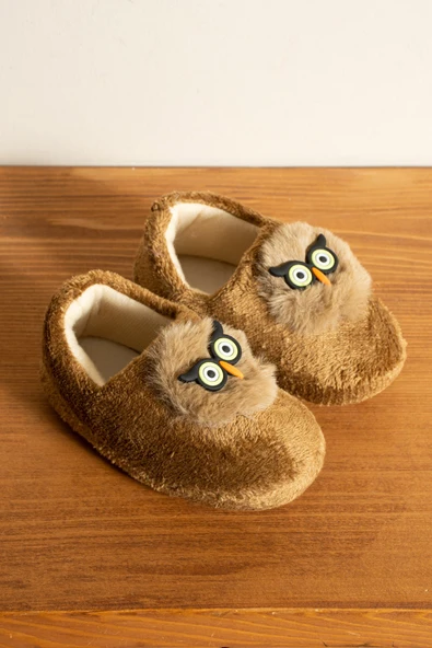 Albishoes Erkek Çocuk Panduf Ev Patiği Pamuk Astarlı Baykuş Figür Ev Kreş Ayakkabısı Sevimli Baykuş - 3