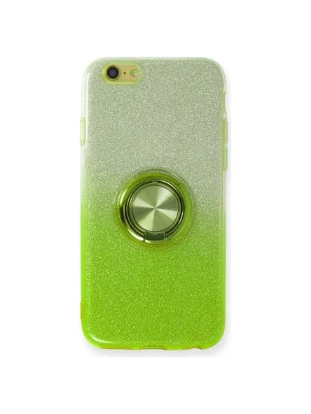 TNX EslifeTech26 Apple İphone  6/6S/6G Uyumlu Yüzük Standlı Silikon Arka Koruma Kılıf-Yeşil ürün görseli