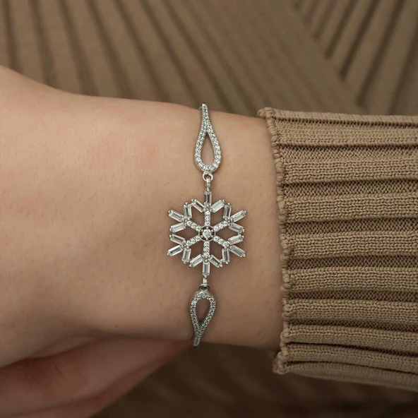 Supertrend ​gümüş Baget Taşlı Kar Tanesi Bileklik - Resim 4