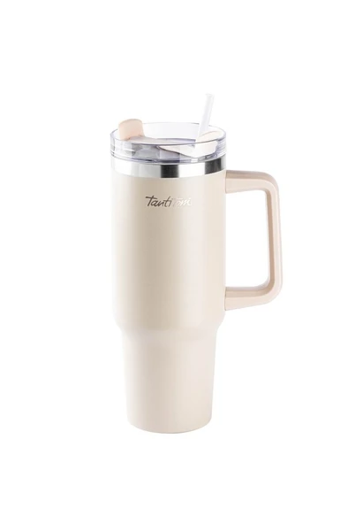 Tantitoni MOVE AÇIK KAHVE PASLANMAZ ÇELİK PİPETLİ TERMOS BARDAK 1.2L