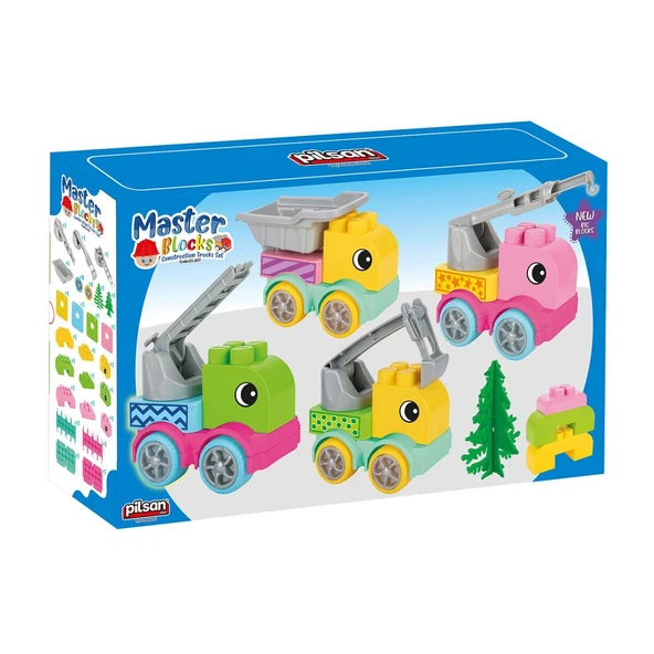 03 607 MASTER BLOKLAR İNŞAAT KAMYONLARI SETİ - Resim 4