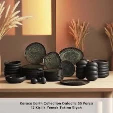 Karaca Earth Collection Galactic 55 Parça 12 Kişilik Yemek Takımı Siyah