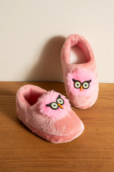 Albishoes Kız Çocuk Panduf Ev Patiği Pamuk Astarlı Baykuş Figür Ev Kreş Ayakkabısı Sevimli Baykuş - 2