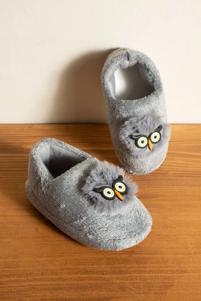 Albishoes Erkek Çocuk Panduf Ev Patiği Pamuk Astarlı Baykuş Figür Ev Kreş Ayakkabısı Sevimli Baykuş - 2