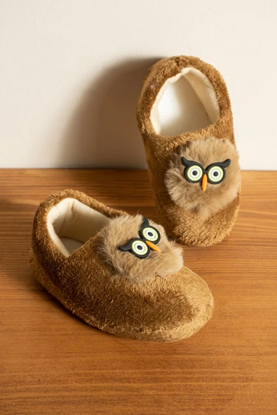 Albishoes Erkek Çocuk Panduf Ev Patiği Pamuk Astarlı Baykuş Figür Ev Kreş Ayakkabısı Sevimli Baykuş - 2
