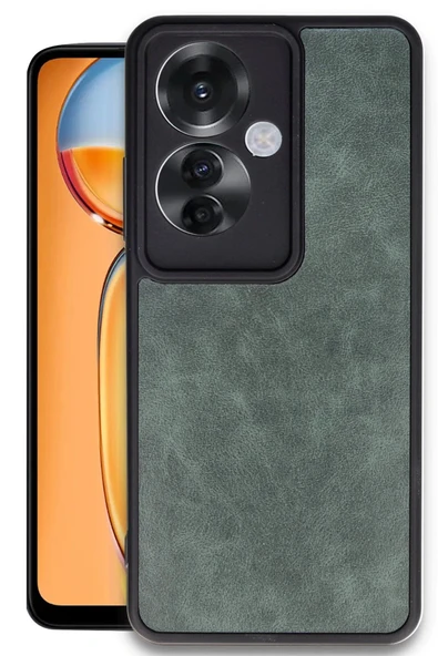 Oppo Reno 11F Kılıf Aras Deri Kapak - Koyu Yeşil - 1