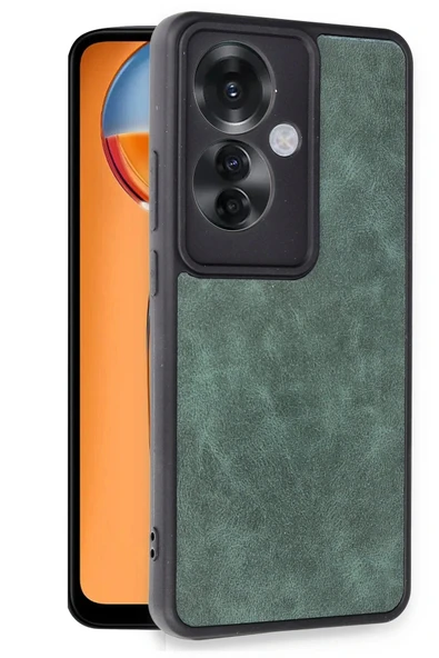 Oppo Reno 11F Kılıf Aras Deri Kapak - Koyu Yeşil - 2
