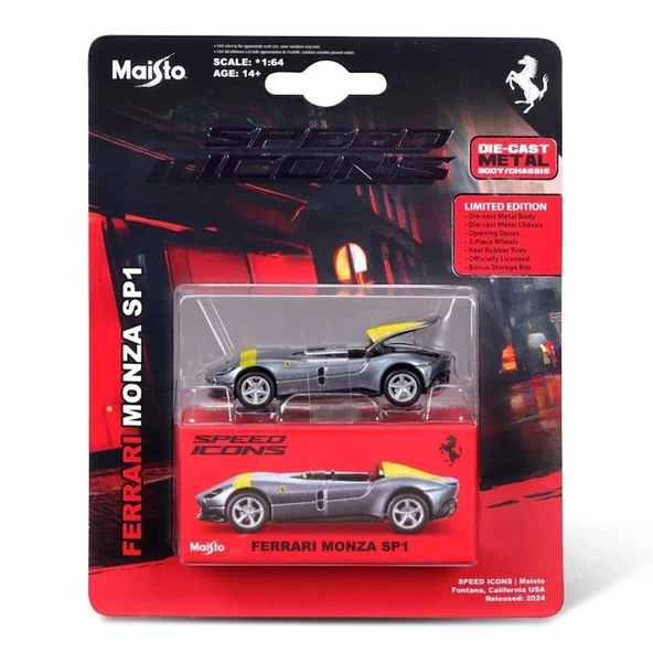 Maisto 1:64 Speed Icons - Ferrari Monza SP1 Gümüş - Resim 4