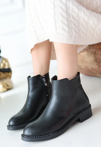 Moed Siyah Cilt Topuklu Bot - Resim 2