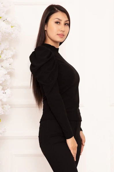 Prenses kol bluz siyah - Resim 4