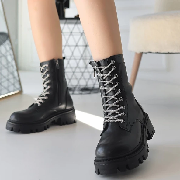 Jinox Siyah Cilt Bağcıklı Bot - Resim 3