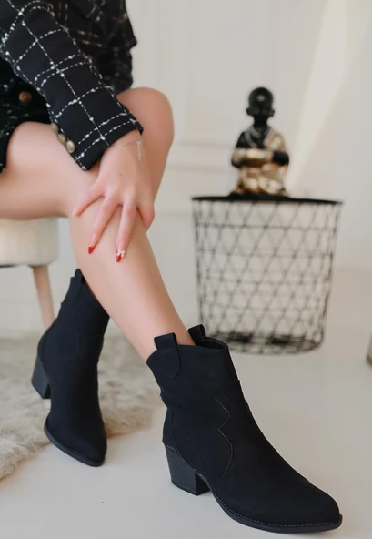 Akver Siyah Nubuk Topuklu Bot - Resim 2