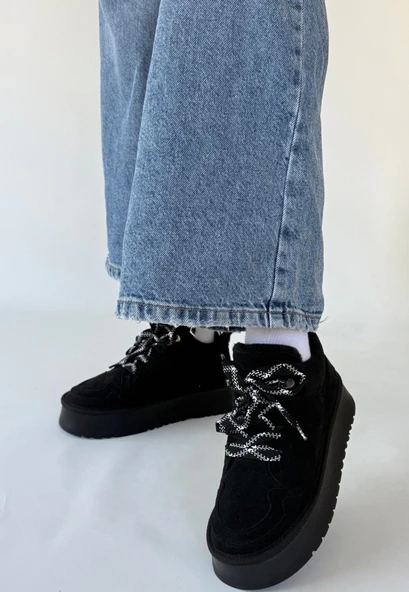 Muden Siyah Süet Bağcıklı Bot ürün görseli