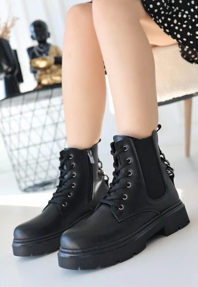 Harte Siyah Cilt Bağcıklı Bot - Resim 2