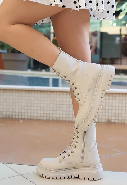 Toan Bej Cilt Bağcıklı Bot - Resim 3