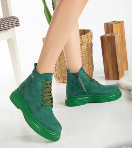 Jiwa Yeşil Süet Bağcıklı Bot - Resim 4