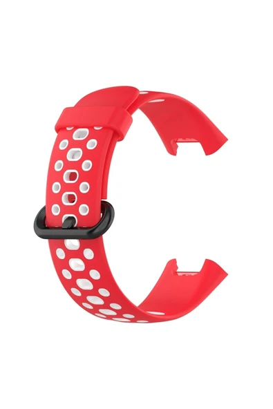 Xiaomi Redmi Watch 2 Spor Delikli Kordon - Kırmızı-Beyaz - 3