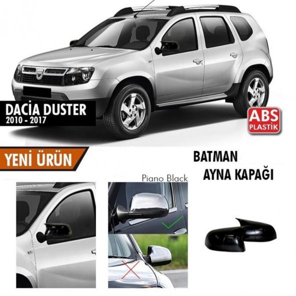Dacia Duster Yarasa Ayna Kapağı ABS Plastik Batman Piano Black Batman ayna Kapağı 2010-2017 Modeller için