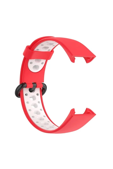 Xiaomi Redmi Watch 2 Spor Delikli Kordon - Kırmızı-Beyaz - 4