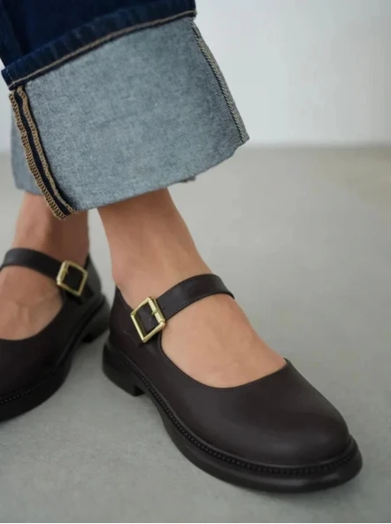 x Kahverengi Cilt Oxford Ayakkabı - Resim 2