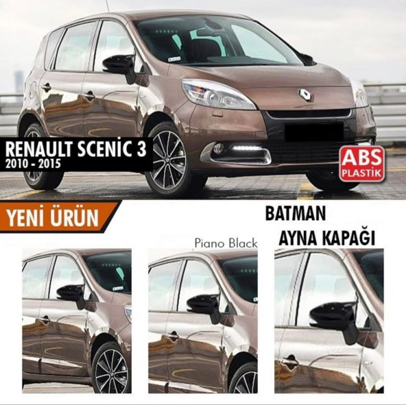 Renault Scenic 3 Yarasa Ayna Kapağı ABS Plastik Batman Piano Black Batman ayna Kapağı 2010-2015 Modeller için