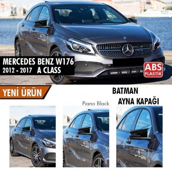 Mercedes Benz W176 A Class Yarasa Ayna Kapağı ABS Plastik Batman Piano Black Batman ayna Kapağı 2012-2017 Modeller için