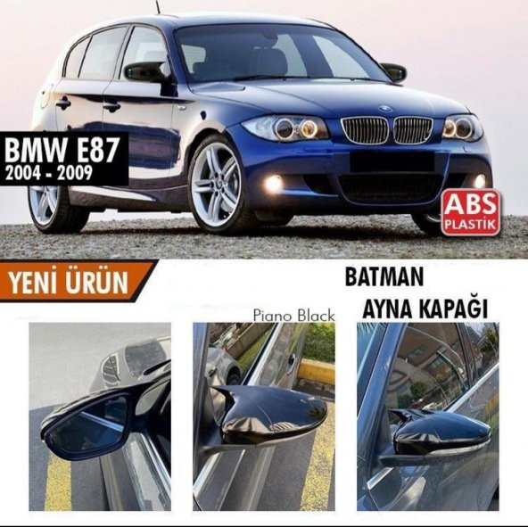 BMW E87 1 Serisi Yarasa Ayna Kapağı ABS Plastik Batman Piano Black Batman ayna Kapağı 2004-2009 Modeller için