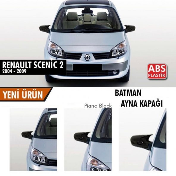 Renault Scenic 2 Yarasa Ayna Kapağı ABS Plastik Batman Piano Black Batman ayna Kapağı 2004-2009 Modeller için
