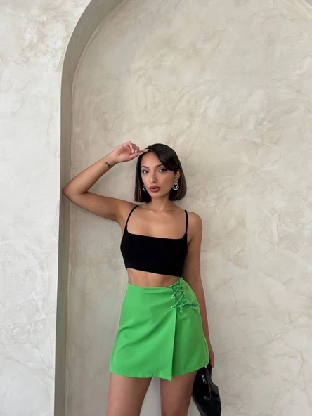 Kuş gözü şort etek yeşil s25819 - Resim 5