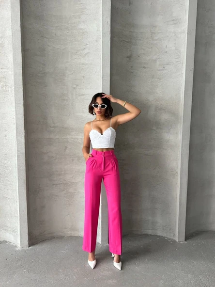 Palazzo fuşya pantolon - Resim 4