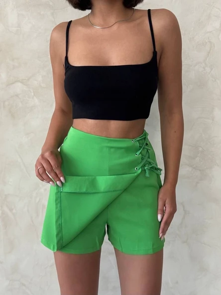 Kuş gözü şort etek yeşil s25819 - Resim 7