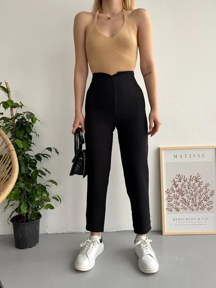 Atlas fletolu pantolon siyah - Resim 5