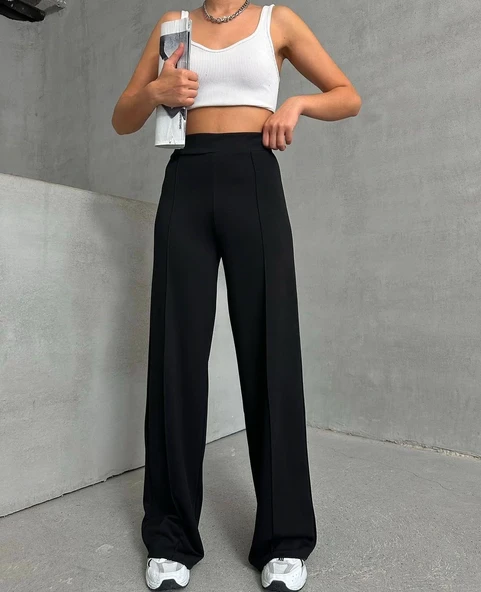 önü çımalı pantolon siyah ürün görseli