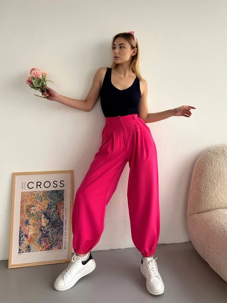 Şalvar pantolon fuşya s23202 - Resim 2