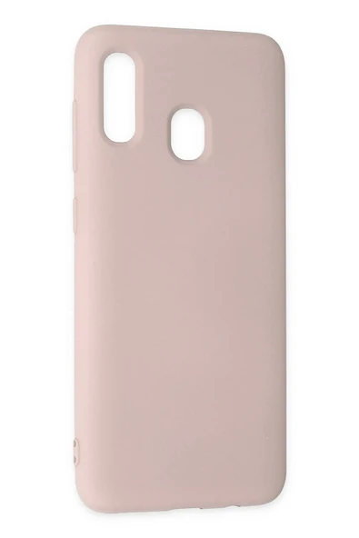 Samsung Galaxy A20 Kılıf Nano içi Kadife Silikon - Pudra - 3
