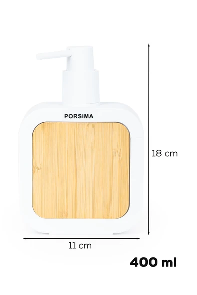 Porsima 3148 Banyo ve Mutfak Sıvı Sabunluk 400ML Beyaz-Ahşap - 3