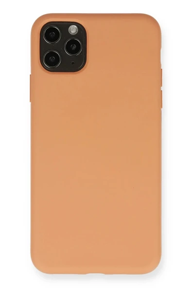 iPhone 11 Pro Max Kılıf Nano içi Kadife Silikon - Mat Turuncu - 1