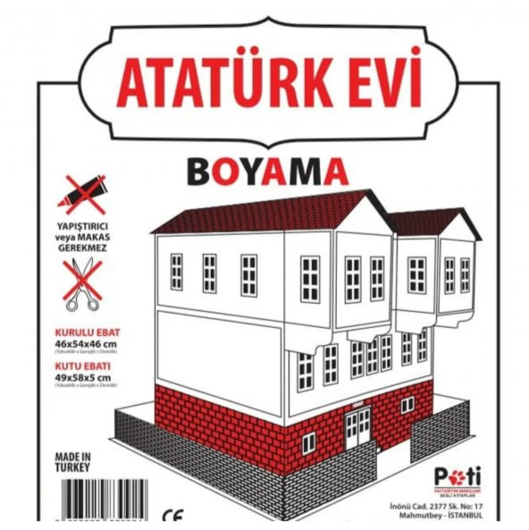 Hamaha Atatürk Karton Boyama Evi - Zeka Geliştirici ve Eğitici Karton Ev - 1