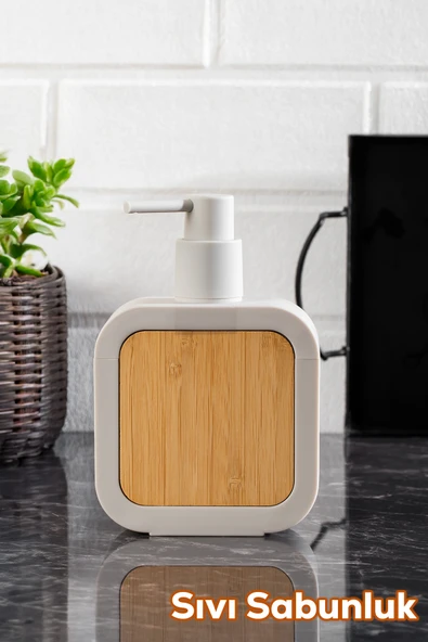 Porsima 3151 Banyo ve Mutfak Sıvı Sabunluk 400ML Taupe-Ahşap