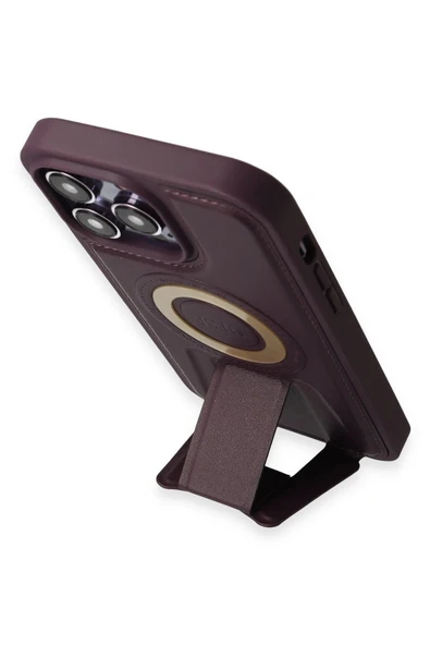 iPhone 14 Pro Max Kılıf Merkür Magneticsafe Standlı Kapak - Derin Mor - 4