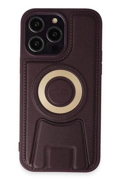 iPhone 14 Pro Max Kılıf Merkür Magneticsafe Standlı Kapak - Derin Mor - 1