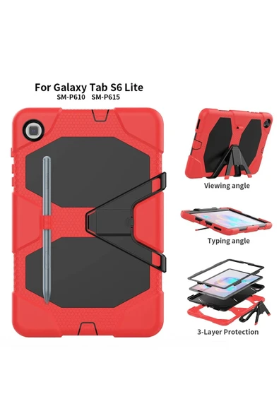 Samsung Galaxy Tab A7 10.4 Kılıf Griffin Tablet Kapak - Kırmızı - 4