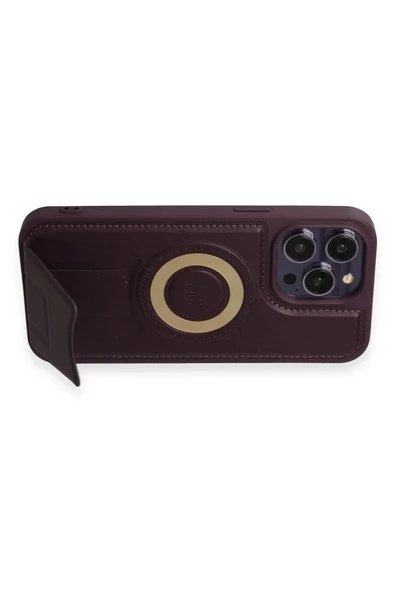iPhone 14 Pro Max Kılıf Merkür Magneticsafe Standlı Kapak - Derin Mor - 3