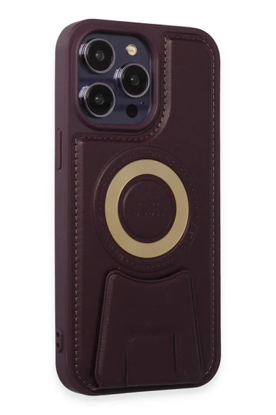 iPhone 14 Pro Max Kılıf Merkür Magneticsafe Standlı Kapak - Derin Mor - 2