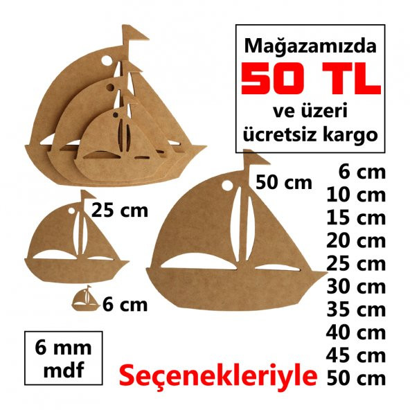 Ahşap yelkenli gemi süs obje dekor 6 mm duvar pano kapı süsü