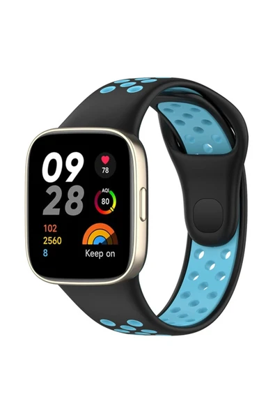 Xiaomi Redmi Watch 3 Spor Delikli Kordon - Siyah-Mavi - 1