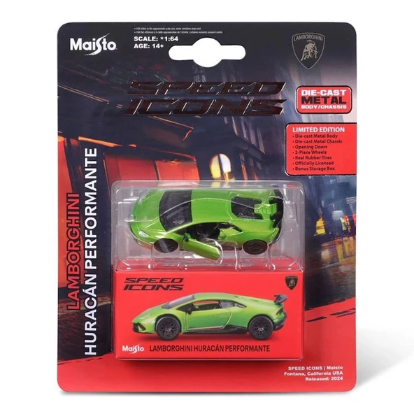 Maisto 1:64 Speed Icons - Lamborghini Huracan Performante Yeşil - Resim 4