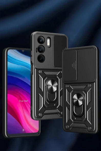 Realme C75 4G Kılıf Pars Lens Yüzüklü Silikon - Kırmızı - 2