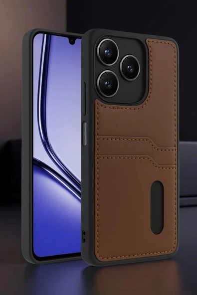 Realme Note 50 4G Kılıf Sara Kartvizitli Deri Kılıf - Lacivert - 2